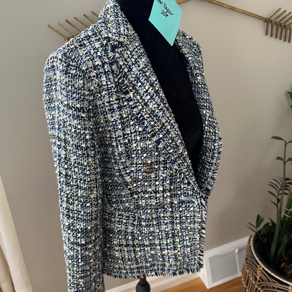 Textured Blue Multi Tweed Blazer